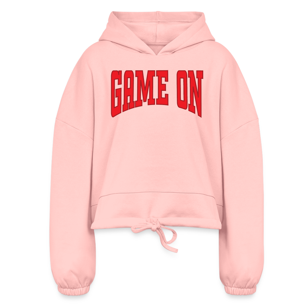 "Game On" Women’s Cropped Hoodie - light pink