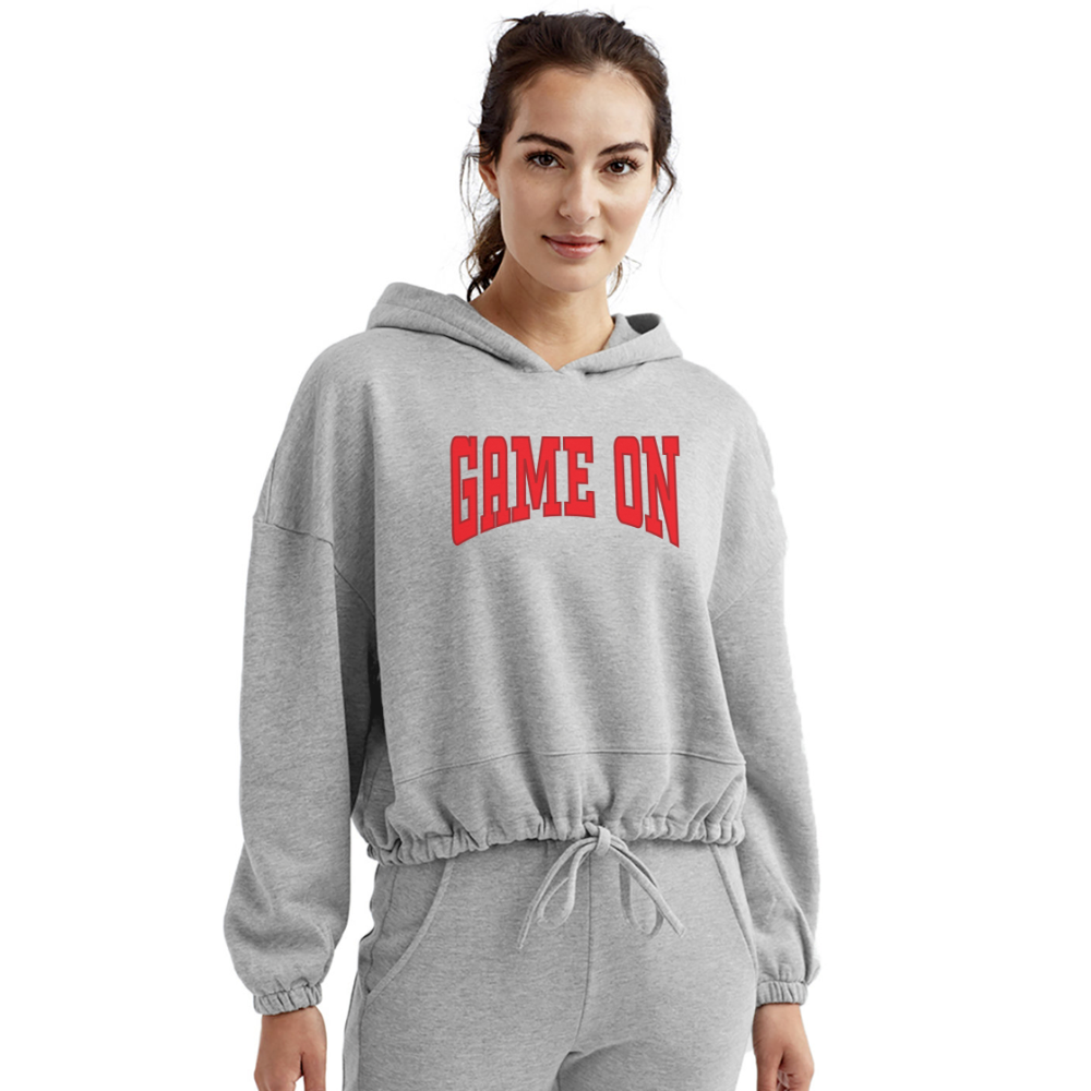 "Game On" Women’s Cropped Hoodie - heather gray