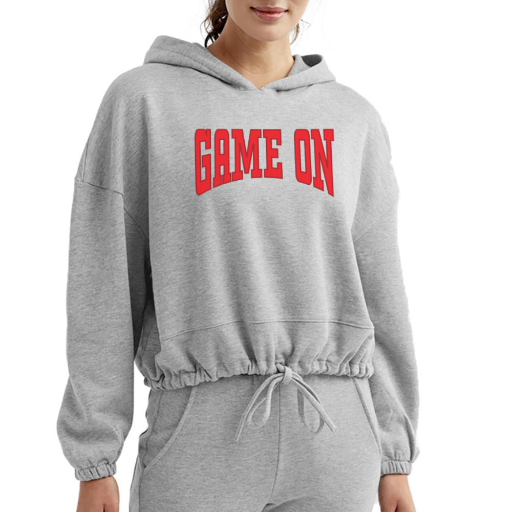 "Game On" Women’s Cropped Hoodie - heather gray