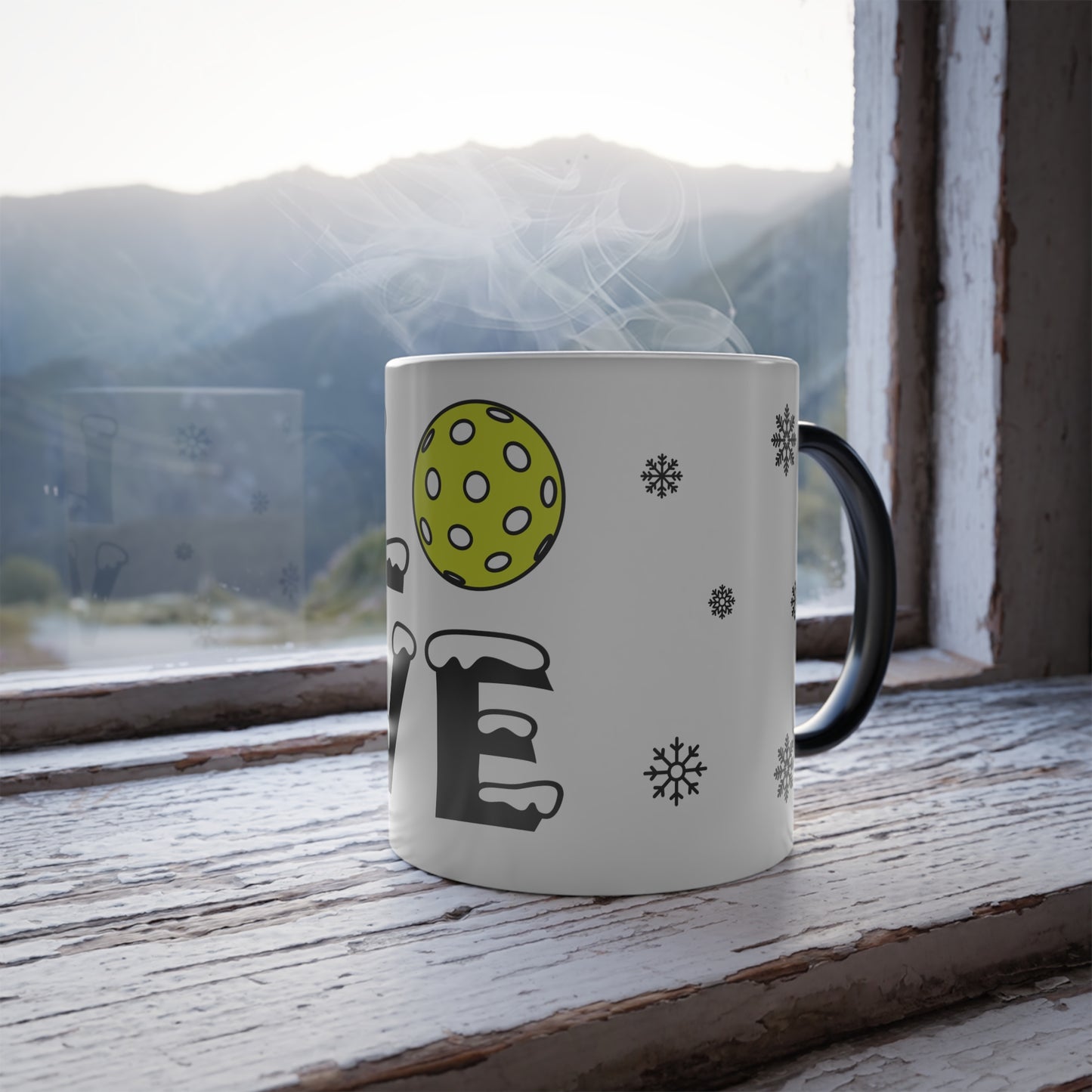 'Love Pickleball (Snowflakes)' - Color Morphing Mug, 11oz